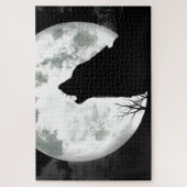 Wolf Howling am Mond Puzzle (Vertikal)