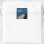 Wolf Howling am Mond Quadratischer Aufkleber (Tasche)