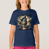 Wolf Howling am Mond T-Shirt (Vorderseite)