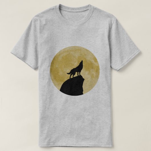 Wolf Howling am Mond T-Shirt (Design vorne)