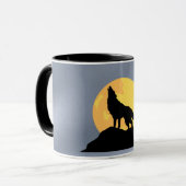 Wolf Howling am Mond Tasse (Vorderseite Links)
