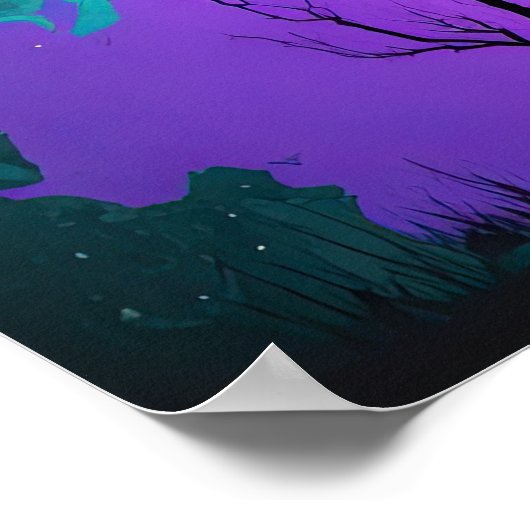 Wolf Howling am Mondgalaxie Sternentier Poster (Ecke)