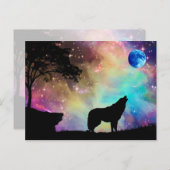 Wolf Howling am Mondgalaxie Sternentier Postkarte (Vorne/Hinten)