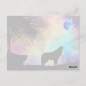 Wolf Howling am Mondgalaxie Sternentier Postkarte (Rückseite)