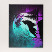 Wolf Howling am Mondgalaxie Sternentier Puzzle (Vertikal)