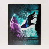 Wolf Howling am Mondgalaxie Sternentier Puzzle (Vertikal)