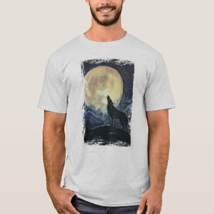 Wolf Howling am Mondgrunge-T - Shirt