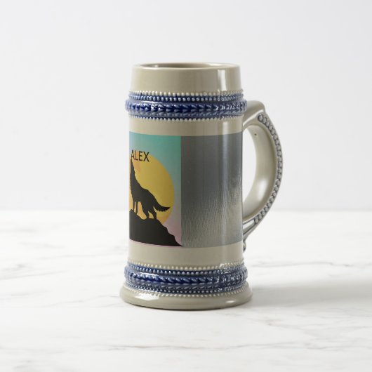 Wolf Howling am Mondstein Bierglas (VorderseiteRechts)