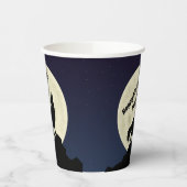 Wolf Howling am Moon Midnight Blue Pappbecher (Links)