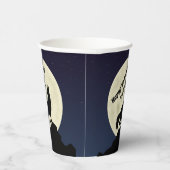 Wolf Howling am Moon Midnight Blue Pappbecher (Rechts)