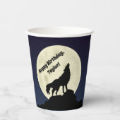 Wolf Howling am Moon Midnight Blue Pappbecher (Vorderseite)