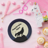 Wolf Howling am Moon Midnight Blue Pappteller (Party)