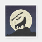 Wolf Howling am Moon Midnight Blue Serviette (Vorderseite)