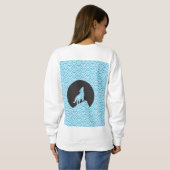 Wolf Howling am Moon Sweatshirt mit Wellenmuster (Schwarz voll)