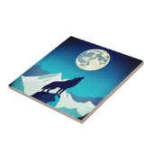 Wolf Howling am Vollmond Fliese (Seite)