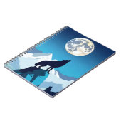 Wolf Howling am Vollmond Notizblock (Linke Seite)