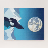 Wolf Howling am Vollmond Puzzle (Horizontal)