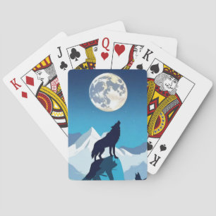 Wolf Howling am Vollmond Spielkarten