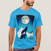 Wolf Howling am Vollmond T-Shirt (Vorderseite)