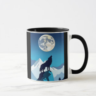 Wolf Howling am Vollmond Tasse
