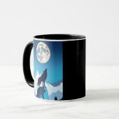 Wolf Howling am Vollmond Tasse (Vorderseite Links)