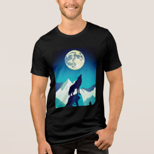 Wolf Howling am Vollmond Tri-Blend Shirt