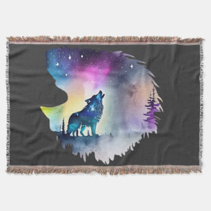 Wolf Howling an den Nordlichtern Decke