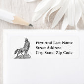 Wolf Howling an der MondSilhouette Zeichne (Insitu)