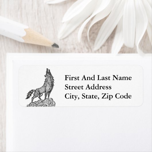 Wolf Howling an der MondSilhouette Zeichne (Insitu)