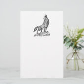 Wolf Howling an der MondSilhouette Zeichne Briefpapier (Stehend Vorderseite)