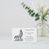 Wolf Howling an der MondSilhouette Zeichne Visitenkarte (Stehend Vorderseite)