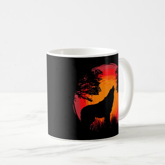 Wolf Howling an der Sonne Kaffeetasse (VorderseiteRechts)