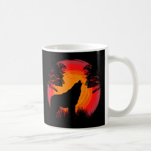 Wolf Howling an der Sonne Kaffeetasse (Rechts)