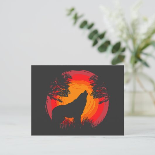 Wolf Howling an der Sonne Postkarte (Stehend Vorderseite)