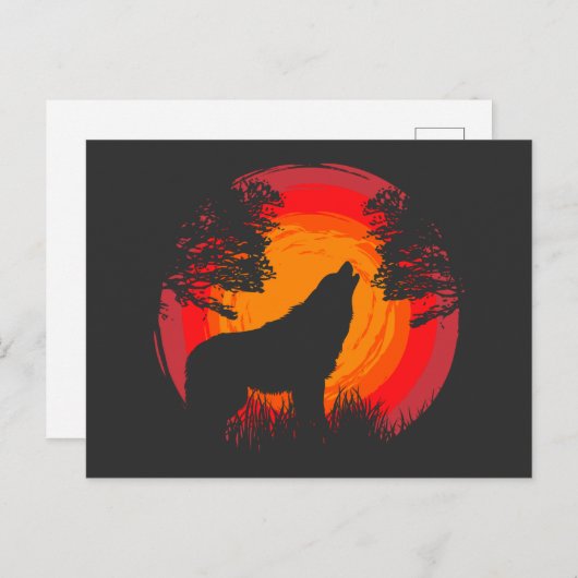 Wolf Howling an der Sonne Postkarte (Vorne/Hinten)