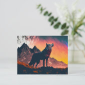 Wolf Howling Art Postkarte (Stehend Vorderseite)