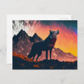 Wolf Howling Art Postkarte (Vorne/Hinten)