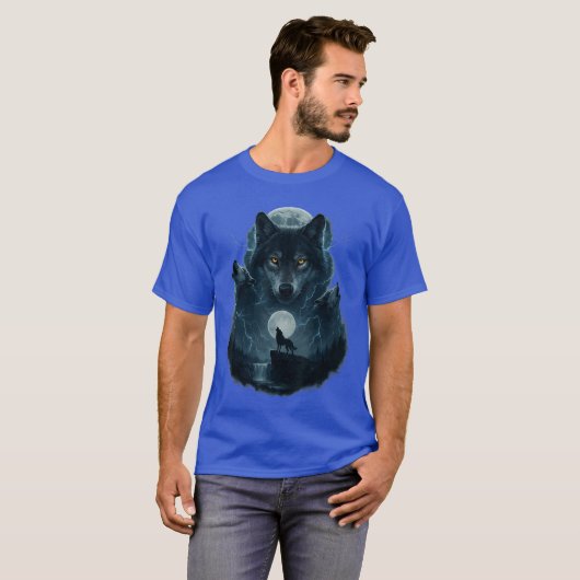 Wolf Howling at Moon Graphic Tees Men Wolves (Vorne ganz)