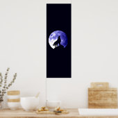 Wolf Howling at Moon Panoramic Poster - Wolf Poste (Küche)