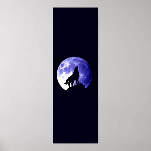 Wolf Howling at Moon Panoramic Poster - Wolf Poste (Vorne)