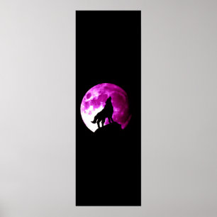Wolf Howling at Moon Poster - Fantasy Art