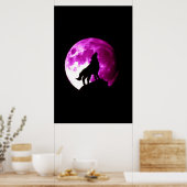 Wolf Howling at Moon Poster - Fantasy Art (Küche)