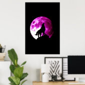 Wolf Howling at Moon Poster - Fantasy Art (Heimbüro)