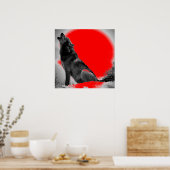 Wolf Howling at Moon Red Pop Art Poster (Küche)