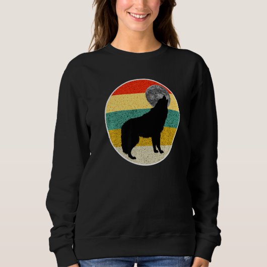 Wolf Howling At Moon Vintage Sweatshirt (Vorderseite)