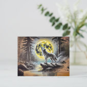 Wolf Howling at the Full Moon Postkarte (Stehend Vorderseite)