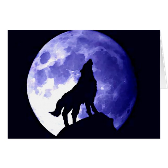Wolf Howling auf dem Mond (Vorderseite (Horizontal))