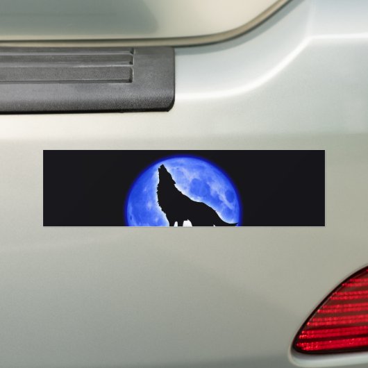 Wolf Howling auf dem Mond Autoaufkleber (Auf Auto)
