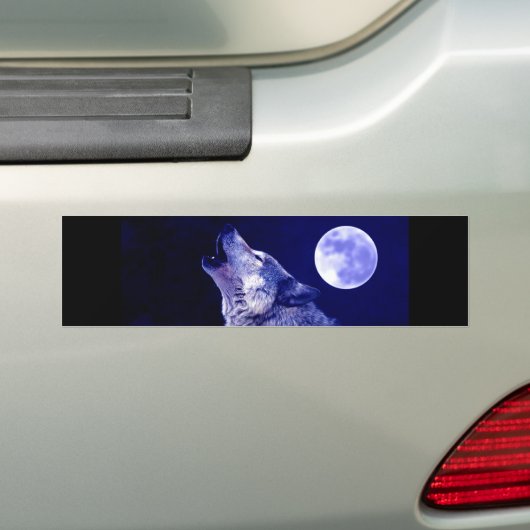 Wolf Howling auf dem Mond Autoaufkleber (Auf Auto)