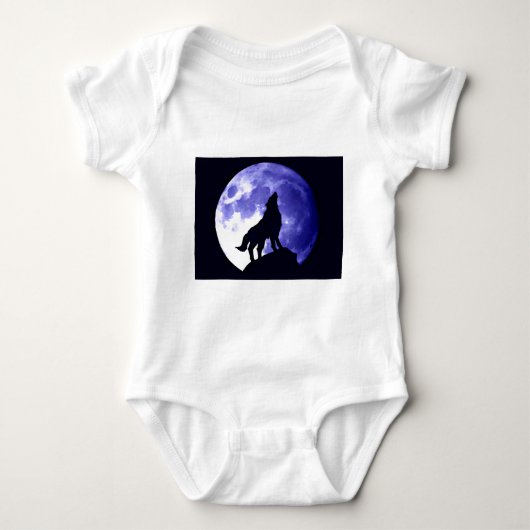 Wolf Howling auf dem Mond Baby Strampler (Vorderseite)